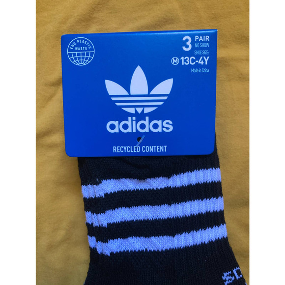 Adidas Roller  No- Show Socks 3 Pairs  Kids Unisex  Medium Size Shoe - Picture 5 of 5